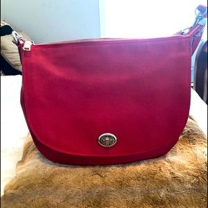 Beautiful Red Coach Signature Hobo shoulder bag